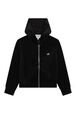 Cardigan à capuche fille velours Noir vue de face