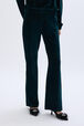 Flared velvet trousers Dark green details view 1