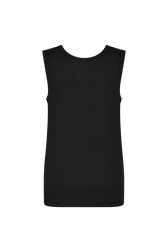 Sleeveless tank top in merino and silk Black back view