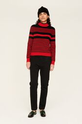 Pull col montant rayé femme Raye noir/rouge vue de détail 2