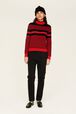 Women Iconic Bicolor Striped Sweater Black/red details view 2