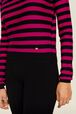Women Brushed Poor Boy Striped Sweater Black/fuchsia details view 2