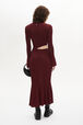 Bell Sleeve Crew-Neck Dress Claret back worn view