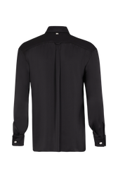 Satin Shirt with Rhinestone Buttons Black back view
