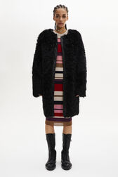 Shearling and Leather Straight-Cut Reversible Coat Black details view 2