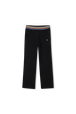 Black knit pants Black front view