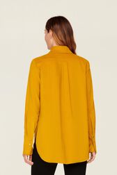 Women Velvet Shirt Mustard back worn view