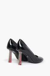 Black Patent Leather Pumps With Rhinestone Heels Black details view 1