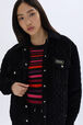 Velvet quilted jacket Black details view 1