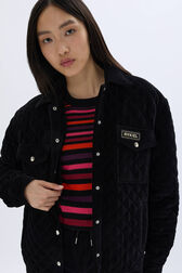 Velvet quilted jacket Black details view 1