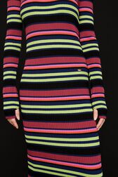 Robe longue rayé multicolore femme Multico raye noir vue de détail 1
