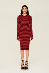 Robe longue chaussette rayée femme Raye noir/rouge vue de détail 6