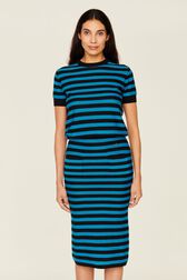 Women Poor Boy Striped Wool Maxi Skirt Striped black/pruss.blue details view 1
