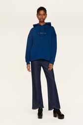 Sweat à capuche multicolore signature femme Bleu de prusse vue de détail 1