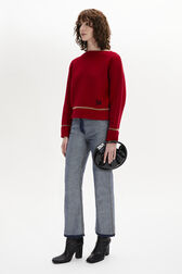 Boat-Neck Jumper With Curved Long Sleeves Red details view 1