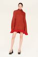 Robe courte col roulé lurex femme Rouge/or vue de détail 2