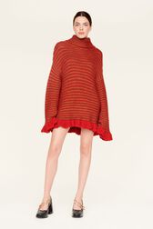 Robe courte col roulé lurex femme Rouge/or vue de détail 2