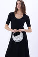 Long knit dress with short sleeves Black details view 2