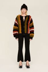 Blouson laine bouclette femme Multico raye crea vue de détail 3