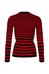 Striped Long-Sleeved Crew Neck Sweater Black/red back view