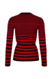 Striped Long-Sleeved Crew Neck Sweater Black/red back view