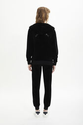 Women Velvet Hoodie Black back worn view