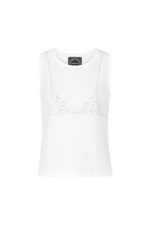 T-shirt débardeur trompe l'oeil Blanc vue de face