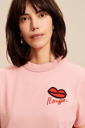 Women Mouth Print T-shirt Pink details view 2