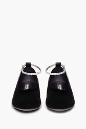 Black Velvet Anklet Ballerinas Black details view 2