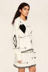 Women Charms Intarsia Wool Sweater Ecru details view 4