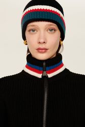 Pull col camionneur laine cachemire côtelé femme Noir vue de détail 3