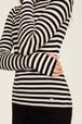 Women Multicoloured Striped Rib Sock Knit Sweater Black/white details view 2