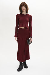 Bell Sleeve Crew-Neck Top Claret front worn view