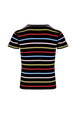 Women Picot Multicolor Striped T-Shirt Multico black striped back view