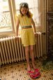 Velvet Girl Short Dress Light yellow front worn view