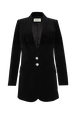 Longline Velvet Jacket Black front view