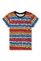 Heart print t-shirt Multico crea striped front view