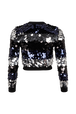 Women's Tricolour Striped Sequin Jumper Black back view