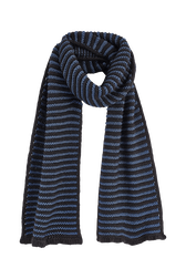 Écharpe lurex femme Raye noir/bleu vue de dos