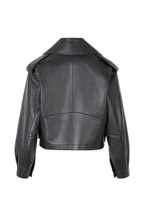 Veste en cuir noire Noir vue de dos