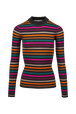 Women Stripped Sock Sweater Multi icon fuchsia strip. front view