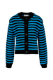 Women Big Poor Boy Striped Cardigan Striped black/pruss.blue front view