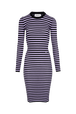 Striped Long-Sleeved Crew Neck Dress Striped black/lilac front view