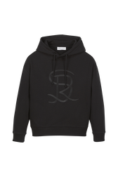 Women Cotton Jersey Hoodie Black front view