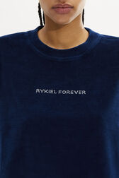 Short-Sleeved Velvet T-Shirt Blue duck details view 2