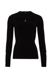 Jumper with Rhinestone Fastenings Black front view