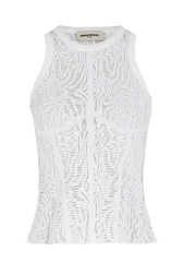 Sleeveless round-neck knitted top White front view