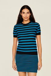 Women Poor Boy Striped Short Sleeve Sweater Striped black/pruss.blue details view 1