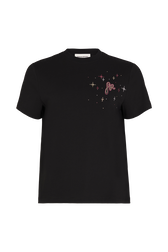 Short-sleeved crew-neck T-shirt in cotton jersey Black front view