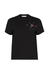 Short-sleeved crew-neck T-shirt in cotton jersey Black front view